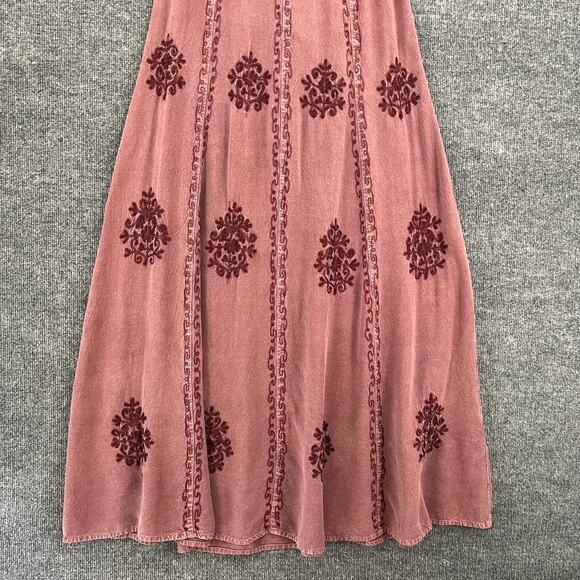 Vintage Magic Boho Hippie Dress Free Size Mauve Embroidered Sleeveless Flowy - Picture 3 of 10